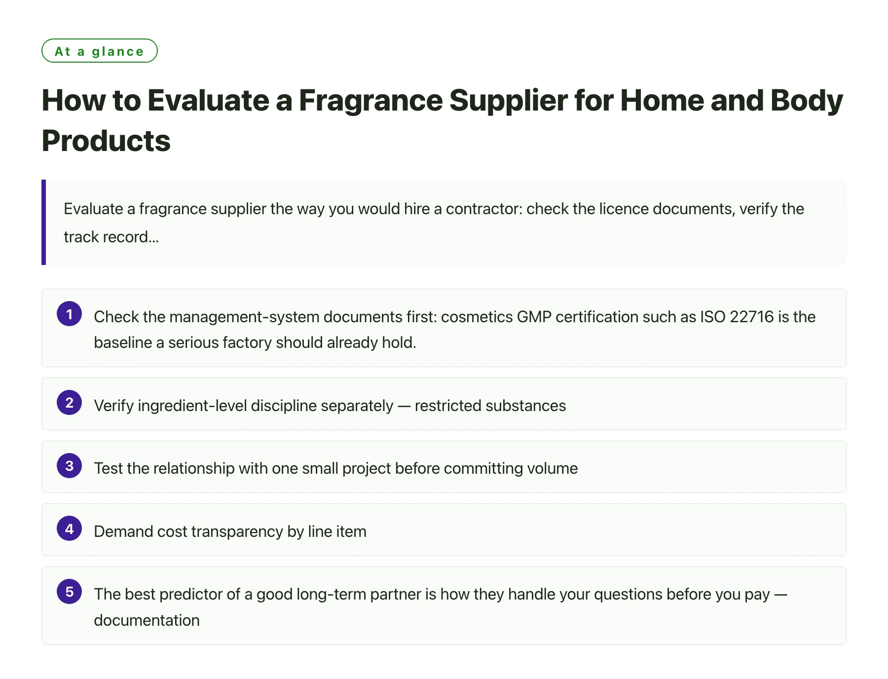 How to Evaluate a Fragrance Supplier for Home and Body Products——全文要点速览
